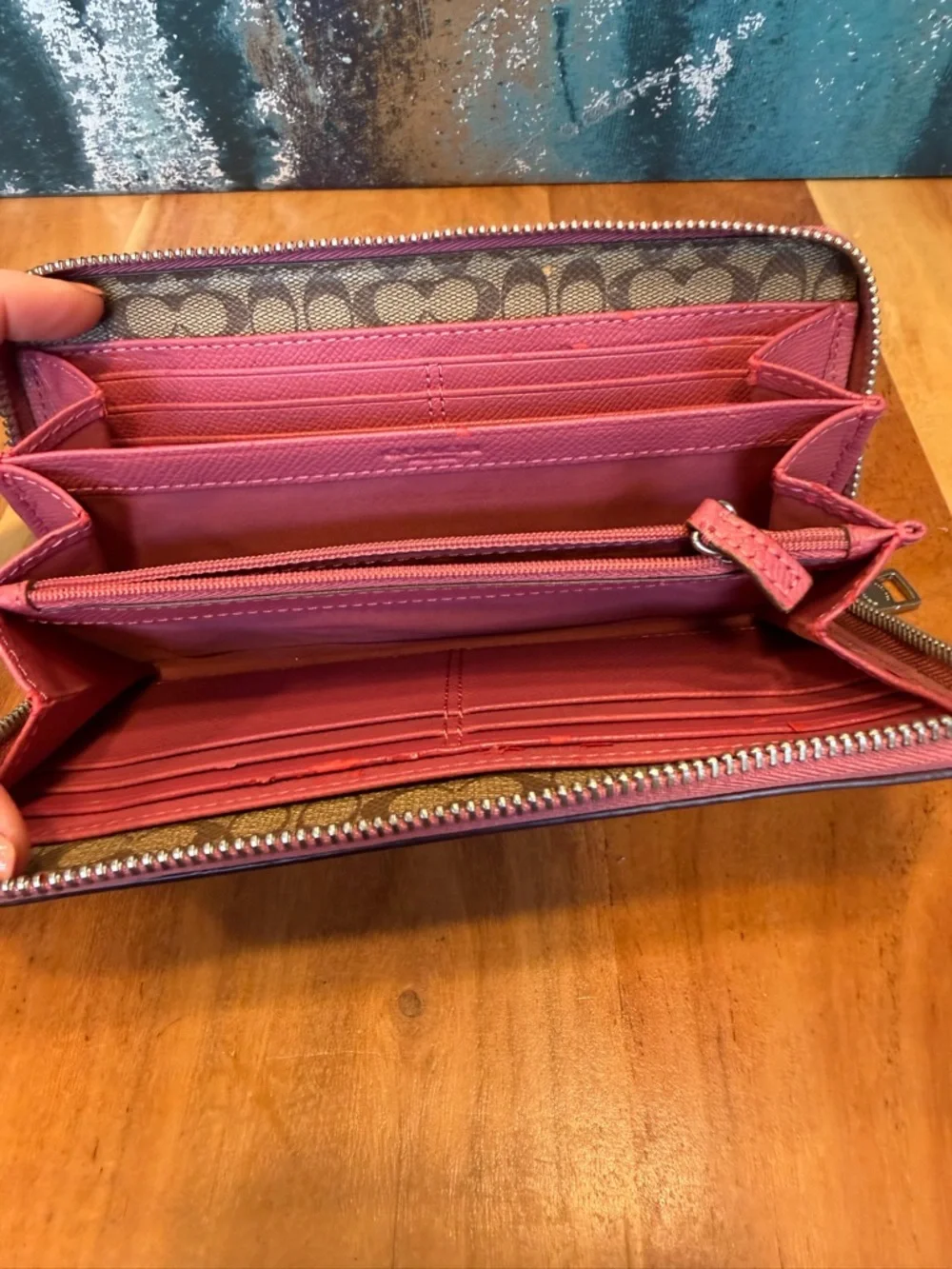 Coach Barbiecore Pink Leather 3/4 Zip Wallet 2010s (GUC)‎